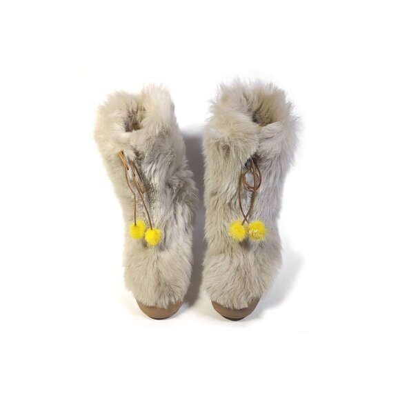 Kate Spade Yeti Boots Size 7 ITALIAN Womens 7 Boots Blonde Fur Snow Boots - Picture 7 of 7